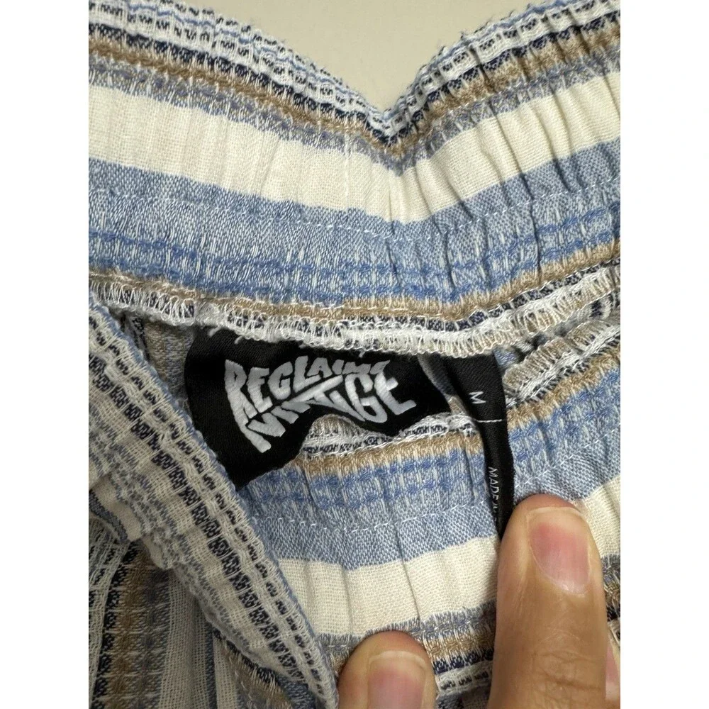 Reclaimed Vintage Pants Size Medium Striped Cotton Elastic Waist Urban Outfitter - Picture 4 of 4